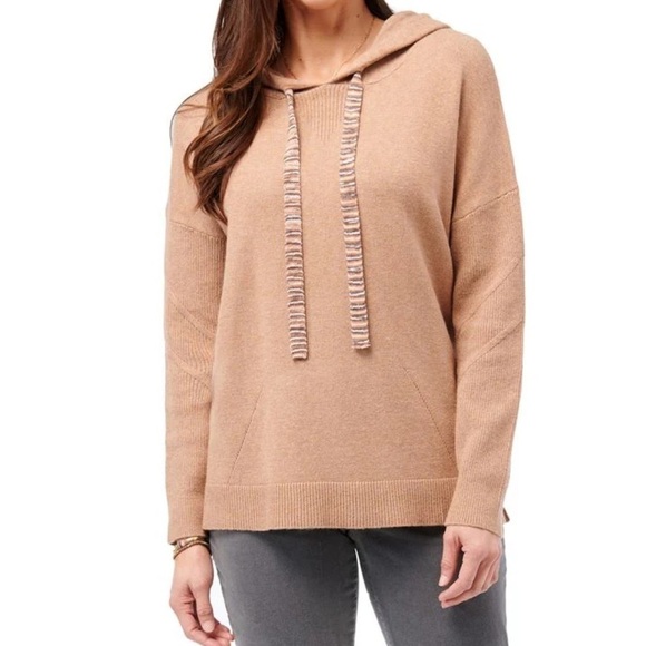 Democracy Sweaters - Democracy Soft Barefoot Dreams Style Pullover Hoodie Side Slits Purple Gray XS